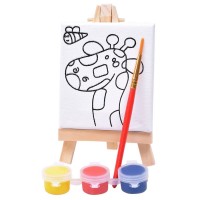 Набор для раскраски "Жираф":холст,мольберт,кисть, краски 3шт, 7,5х12,5х2 см, дерево, холст