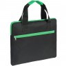 Конференц-сумка Unit Сontour, черная с зеленой отделкой - 