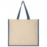 Холщовая сумка для покупок Bagari со светло-синей отделкой - 