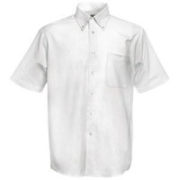 Рубашка "Short Sleeve Oxford Shirt", белый_S, 70% х/б, 30% п/э, 130 г/м2