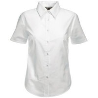 Рубашка "Lady-Fit Short Sleeve Oxford Shirt", белый_L, 70% х/б, 30% п/э, 130 г/м2