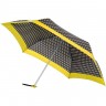 Зонт складной R Pattern, черный в белый горох с желтым кантом - 