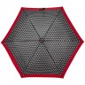 Зонт складной R Pattern, черный в белый горох с красным кантом - 