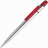 MIR SAT, ручка шариковая, прозрачный красный/серебристый, пластик