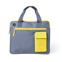 Конференц-сумка RADSON, серый/желтый, 35 х 30 x 2 см, 100% полиэстер 600D