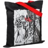 Холщовая сумка Make Love, черная с красными ручками - 