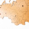 Деревянная карта России с названиями городов, коричневая - 
