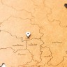 Деревянная карта России с названиями городов, коричневая - 