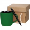 Набор Color Block: кружка и ручка, зеленый с черным - 