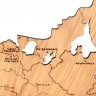 Деревянная карта России с названиями городов, дуб - 