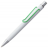 Ручка шариковая Clamp, белая с зеленым