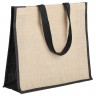 Холщовая сумка для покупок Bagari с черной отделкой - 