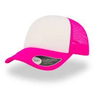 Бейсболка "RAPPER", 5 клиньев, пластиковая застежка, розовый неон с белым; 100% полиэстер, 80 г/м2