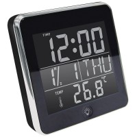 Часы с будильником, календарем и термометром  &quot;NEO&quot;; 11х2,5х11 см; пластик; тампопечать 