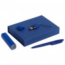 Набор Bond: аккумулятор, флешка и ручка, синий - 