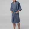 Халат вафельный мужской Boho Kimono, темно-синий (графит) - 