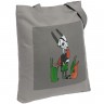 Холщовая сумка «Зайцы и морковное мороженое», серая - 