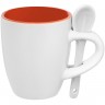 Кофейная кружка Pairy с ложкой, оранжевая с белой - 