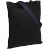 Холщовая сумка BrighTone, черная с темно-синими ручками - 