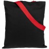 Холщовая сумка BrighTone, черная с красными ручками - 