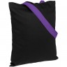 Холщовая сумка BrighTone, черная с фиолетовыми ручками - 