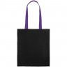 Холщовая сумка BrighTone, черная с фиолетовыми ручками - 
