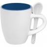 Кофейная кружка Pairy с ложкой, синяя с белой - 