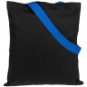 Холщовая сумка BrighTone, черная с ярко-синими ручками - 