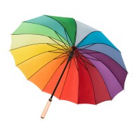 Зонт-трость &quot;Радуга&quot; (полуавтомат), D=110см, нейлон, дерево, шелкография 