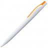 Ручка шариковая Pin, белая с оранжевым - 