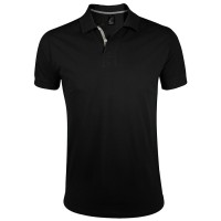 Рубашка поло мужская  "Portland Men" черный, серый_S, 100% х/б, 200г/м2