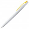 Ручка шариковая Pin, белая с желтым - 