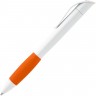 Ручка шариковая Grip, белая с оранжевым - 
