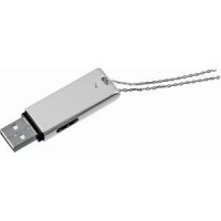 USB flash-память на цепочке (1 Gb); 6х1,6х0,8 см; посеребренный металл; лазерная гравировка