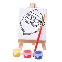 Набор для раскраски "Дед Мороз":холст,мольберт,кисть, краски 3шт, 7,5х12,5х2 см, дерево, холст