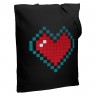 Холщовая сумка Pixel Heart, черная - 