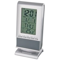 Часы, календарь, термометр с подсветкой "ПРОГНОЗ"; серый; 6,8х5х14 см; пластик; тампопечать