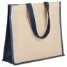 Холщовая сумка для покупок Bagari с синей отделкой - 