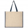 Холщовая сумка для покупок Bagari с синей отделкой - 