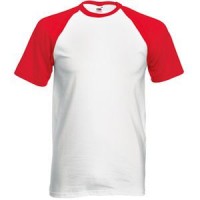 Футболка "Short Sleeve Baseball T", белый с красным_2XL, 100% х/б, 160 г/м2