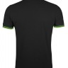 Рубашка поло мужская Pasadena Men 200 с контрастной отделкой, черная с зеленым - 