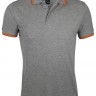 Рубашка поло мужская Pasadena Men 200 с контрастной отделкой, серый меланж c оранжевым - 
