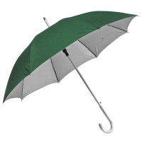 Зонт-трость с пластиковой ручкой "под алюминий" "Silver", полуавтомат; зеленый с серебром; D=103 cм;