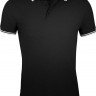 Рубашка поло мужская Pasadena Men 200 с контрастной отделкой, черная с белым - 