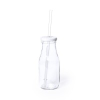 Бутылка ABALON с трубочкой, 320 мл, стекло, прозрачный, белый