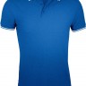 Рубашка поло мужская Pasadena Men 200 с контрастной отделкой, ярко-синяя с белым - 
