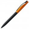 Ручка шариковая Pin Fashion, черно-оранжевый металлик - 