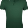 Рубашка поло мужская Pasadena Men 200 с контрастной отделкой, зеленая с белым - 