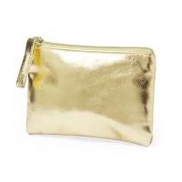 Косметичка FAUDOK, золотой, 12 x 8.5 x 0.5 cm, искусственная кожа