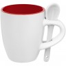 Кофейная кружка Pairy с ложкой, красная с белой - 